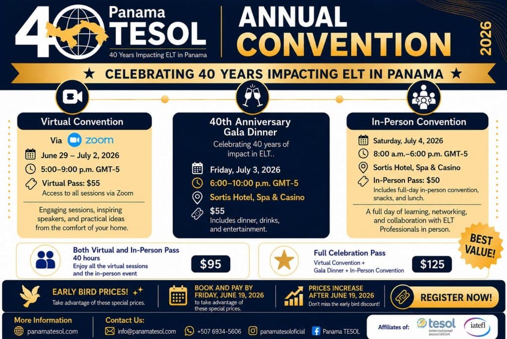 Convención Anual 2026: 40 años impactando el ELT en Panamá — noticia Panamá TESOL